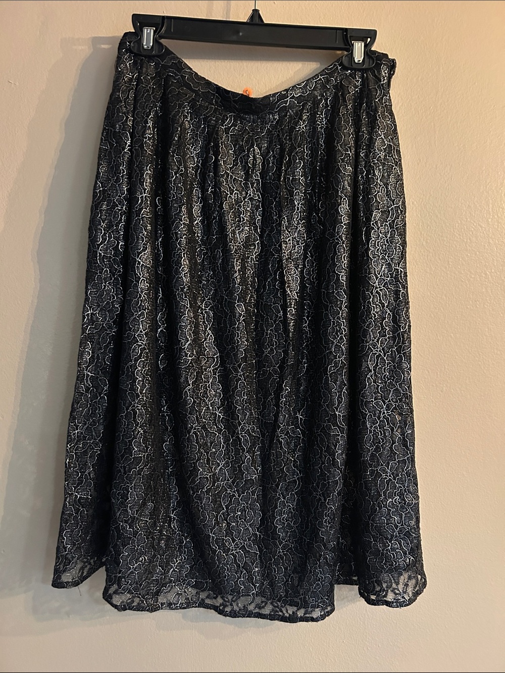 Michael Kors Charcoal Gray metallic lace skirt 6